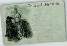 72805 W7414 Lichtenstein , Württ 1902 Gebrauchsspuren Lithographie Schloss Mondschein