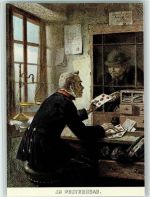 Postbeamter am Schalter um 1854 Postbote