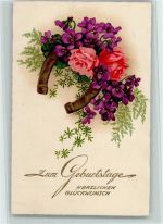 Rote Rosen zieren das Hufeisen Stempel Halle Saale 20 Hufeisen