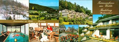 W5948 Fredeburg , Sauerl Fredeburger "Terassenhausam Walde", 2-fach Klappkarte, mit Kurzinfos Gastronomie KEINE AK