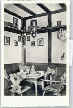 61462 W6240 Falkenstein , Taunus - Wirtshaus Reichenbachtal Tisch Stuhl Uhr Lampe