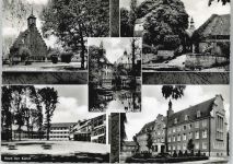 48527 W4460 Nordhorn - Kirche Teich Boot Brücke Rathaus