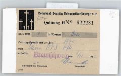 Volksbund , Quittung , Braunschweig Kriegsgrab