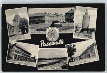 17309 O2100 Pasewalk - Prenzlauer Tor, HO-Kaufhaus, Platz der Aufbauhelfer, Pulverturm, Stadion, Marktstraße