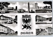 52349 W5160 Düren , Rheinl - Stadthalle, Kirche, Markt, Zehnthofstraße, Schlegelstraße, Hoeschplatz