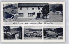 34519 W3543 Diemelsee - Landpoststempel, Gasthaus, Pension Giesing, Strandhalle Heringhausen, Sperrmauer