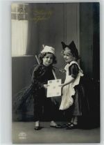 Foto AK Neujahr Serie 4346-1 Kinder Schornsteinfeger 1915