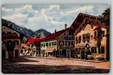 W8103 Oberammergau am Hauptplatz AK gute Erhaltung Marschall, V. Künstlerkarte