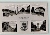 64521 W6080 Groß-Gerau - Landratsamt mit Kreissparkasse Altes Rathaus am Sandböhl Rathaus mit Frankfurter-Straße Wasserturm Wappen beschädigt