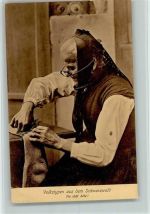 Volkstypen aus dem Schwarzwald, Alte Frau stopft Strümpfe - AK Tracht 1911 Gebrauchsspuren