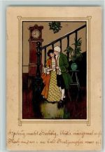 Liebespaar - Künstlerkarte Kuss 1906 Gebrauchsspuren