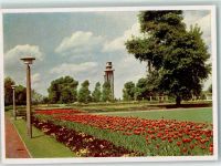 W4300 Essen , Ruhr 1952 Gruga Großer Blumenhof mit Aussichtsturm Gartenbauausstellung