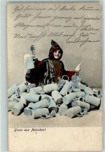 viele Bierkrüge mit Silberdruck , Verlag Sanguinetti AK Münchner Kindl 1909 Prägedruck