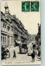 76000 Rouen 1912 - La Rue Jeanne-d`Arc et la Poste Straßenbahn AK