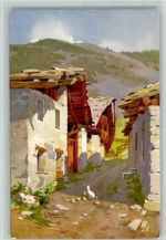 39310 Bellecombe Künstlerkarte Une rue a Entreves Courmayeur S. Bonelli