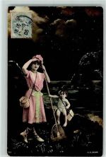 Krabben fangen Baby handcoloriert A. Noyer 1905 Fotomontage AK