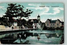 07806 O6710 Neustadt an der Orla Karte beschädigt Gamsenteich Wasserfontaine Schwäne
