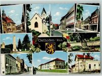 67574 W6522 Osthofen , Rheinhess - Rathaus Sparkasse Kriegerdenkmal Friedr. Ebert Str. Bahnhof