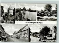 19395 O2864 Plau - Burgturm Kaffeestube Elbe Karl Marx Straße