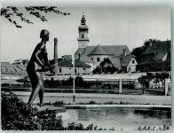 73430 W7080 Aalen , Württ - Fischerin mit Salvatorkirche
