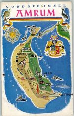25946 W2278 Wittdün , Amrum Gebrauchsspuren Orientierungskarte Insel Amrum