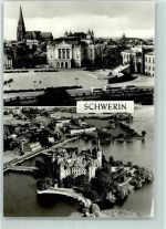 19053 O2750 Schwerin , Meckl - Staatstheater Staatl. Museum Dom Schloß Fliegeraufnahme