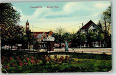 9711 Groningen 1917 Gebrauchsspuren Emmaplatz Straßenbahn