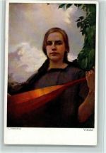Volkslied - Frau mit einer Mandoline AK Fahrenkrog, L.