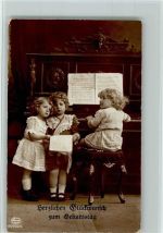 Verlag Amag Serie 60702-4 Kinder singen, Klavier spielen, gute Erhaltung AK Klavier Foto AK