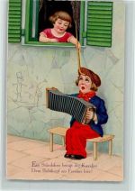 Kinder - Humor - Ziehharmonika Spieler, gute Erhaltung Ziehharmonika