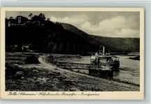 W3453 Polle , Weser Abfahrender Dampfer Burgruine Dampfer Deutschland