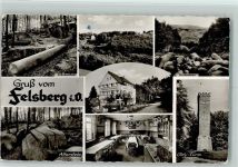 64686 W6147 Felsberg - Riesensäule Felsenmeer Altarstein Ohly-Turm Waldgasthaus Pension Auf dem Felsberg