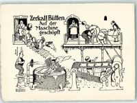 W5165 Zerkall Bild 1 der Folge Zerkall-Bütten - Papierfabrik Renker & Söhne sign. W. Heath Robinson Werbung Druckerzeugnis Künstlerkarte
