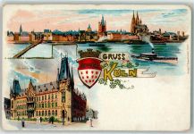 50667 W5021 Köln Altstadt-Süd 101 Lithographie Post Hafen Schiff Dom Wappen