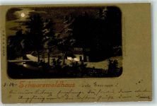 Verlag Metz Schwarzwaldhaus 1898 Lithographie / Mondschein