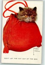 sign. Lawson Wood Katze in der Handtasche Valentines Series 1062 Künstler