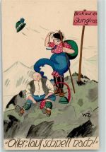Verlag CBB Serie X Nr. 2 sign. W.Z. - der Hut fliegt weg Bergsteiger Berghumor Künstlerkarte