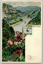 01829 O8306 Wehlen Stadt Lithographie Bastei