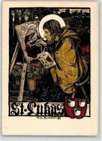 St. Lukas Staffelei Litho Schiestl Gebrauchsspuren
