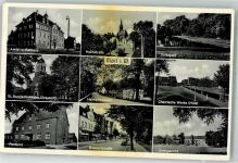 45768 W4370 Marl , Westf 1954 Gebrauchsspuren Rathaus Hochstrasse Volkspark Kirche St. Bonifatius Postamt Amtsgericht