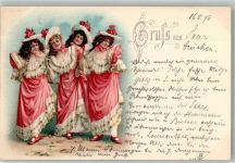 Tanzfrauen Kostüme + Adelskorrespondenz Tanz 1898 Lithographie