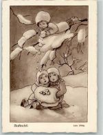 sign. Lotte Wittig Kinder im Schnee Künstler