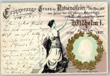 Prägedruck 100 jähr. Geburtstag Nationalfeier Adel Kaiser Wilhelm I 1897 Gebrauchsspuren