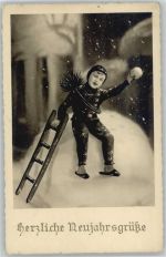 Neujahr - Schneeball - ca 1936 AK Schornsteinfeger