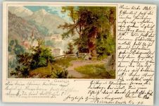 5151 Gastein 1899 Lithographie / Künstlerkarte