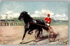 Tucks Karte Serie Trabrennen Nr. 575 B Trabrennen Künstlerkarte