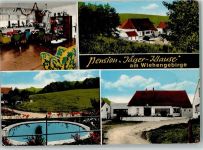 32312 W4990 Blasheim - Pension Jäger-Klause Innenaufnahme Gastraum Fernseher Teich 4-Bildaufnahme