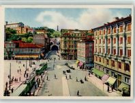 34100 Trieste / Triest / Trst Künstlerkarte Piazza Goldoni Straßenbahn