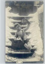 Kind als Briefträger 1909 Neujahr Foto AK Postbote