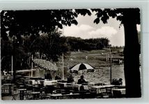 87740 W8941 Buxheim b Memmingen 1962 - Weiherhaus Restaurant Blick auf die Badewiese AK